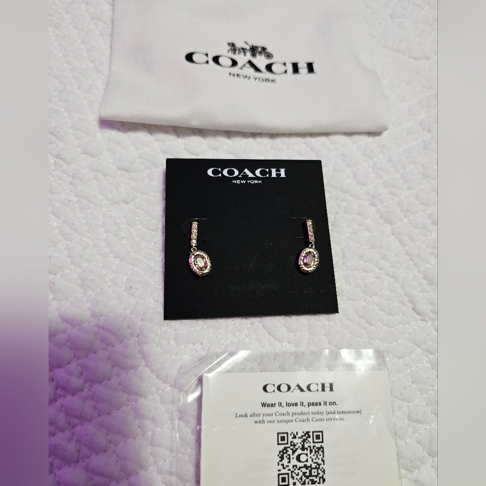 Coach Drop Crystal Earrings
